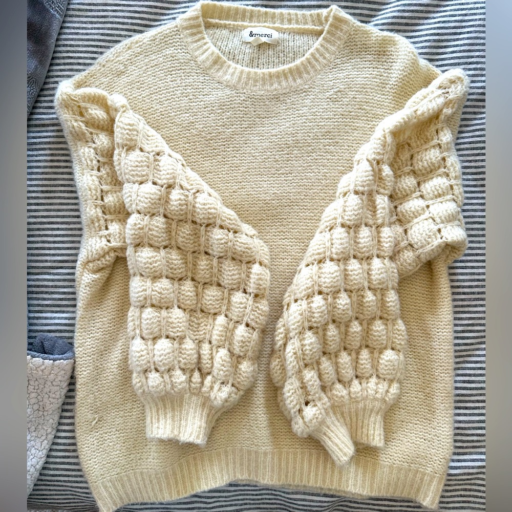 &merci chunky oversized cream sweater size small